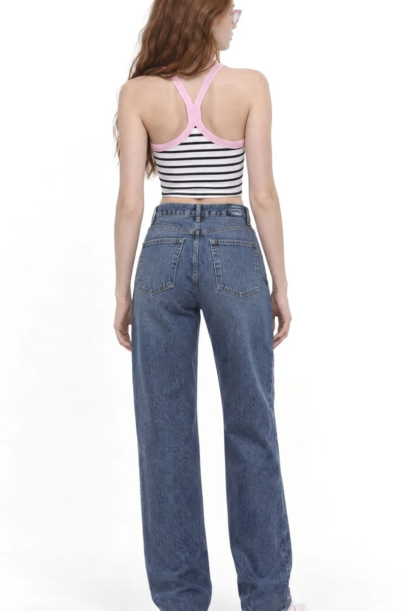 Squalo Mid Blue Denim SQUALO Cotton Pants for Women | Best Price UAE