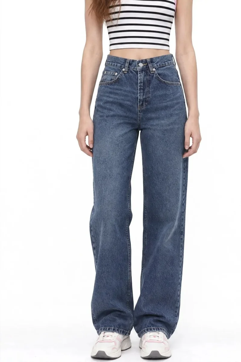 Squalo Mid Blue Denim SQUALO Cotton Pants for Women | Best Price UAE