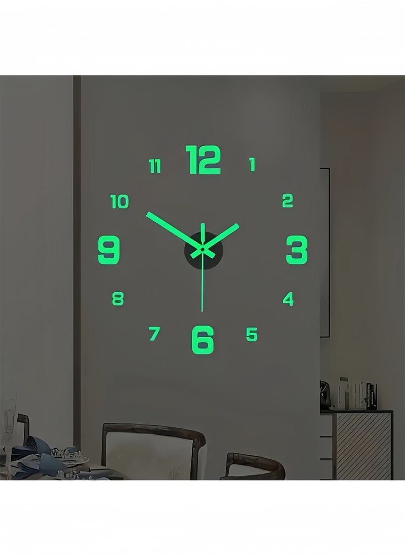 Modern 3D Digital Wall Clock,Large Luminous Display, Silent Operation, Perfect For Living Room & Bedroom (The Luminous Style Only Emits Light In Dark Environments)