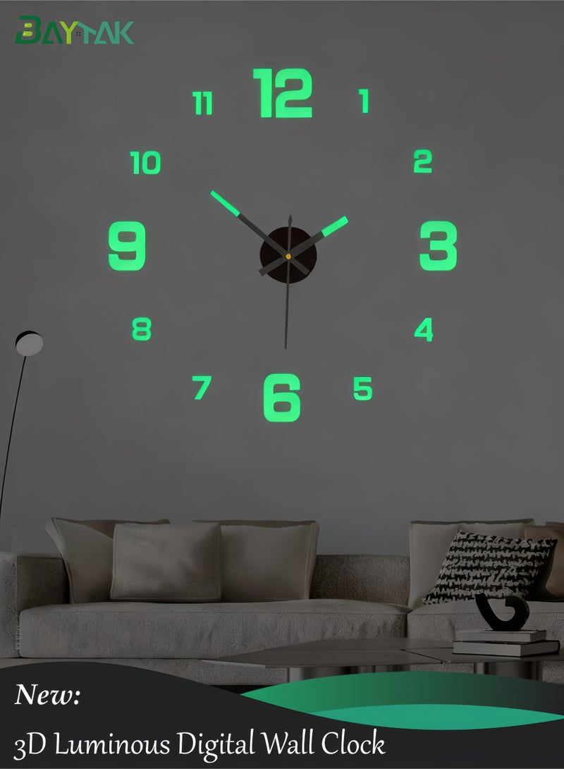 Modern 3D Digital Wall Clock,Large Luminous Display, Silent Operation, Perfect For Living Room & Bedroom (The Luminous Style Only Emits Light In Dark Environments) - Image 1