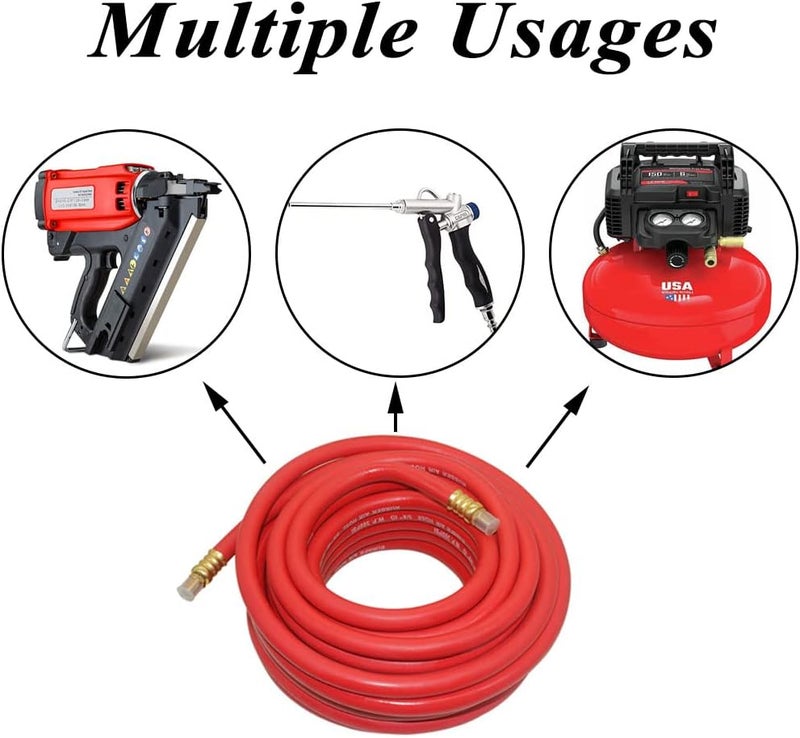 Qolekog 3/8" x 50ft Heavy Duty Rubber Air Hose 300Psi with 1/4"MNPT (Red) - Image 5