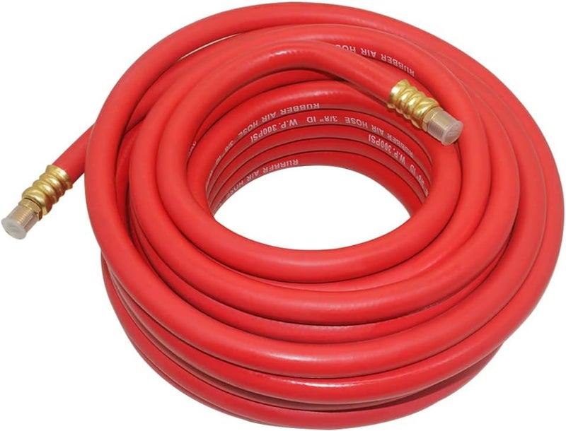 Qolekog 3/8" x 50ft Heavy Duty Rubber Air Hose 300Psi with 1/4"MNPT (Red) - Image 1