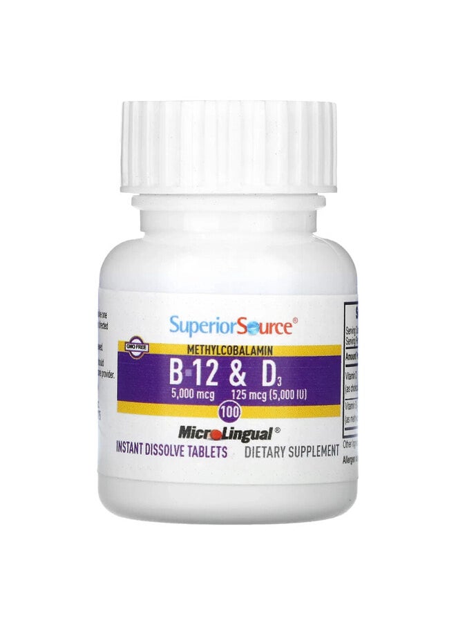 Superior Source Methylcobalamin B-12 & Vitamin D3, 100 MicroLingual Instant Dissolve Tablets  - Image 3