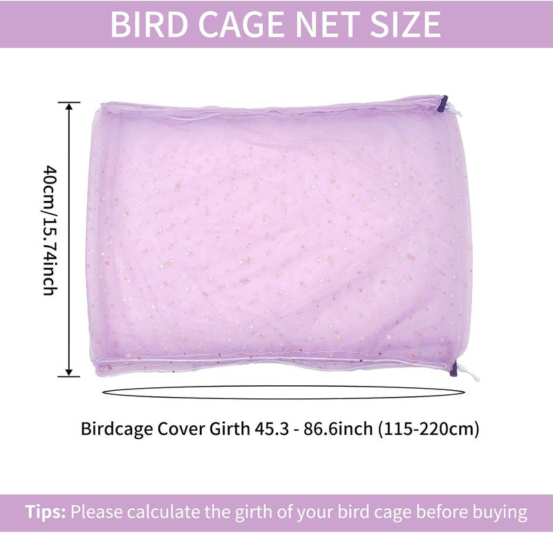 LYMOI Bird Cage Cover, Birdcage Nylon Mesh Net Cover, Bird Cage Seed Catcher, Universal Birdcage Cover, Birdcage Nylon Mesh Net Cover Skirt Guard for Parakeet Macaw African Round Square Cage. (Purple) - Image 2