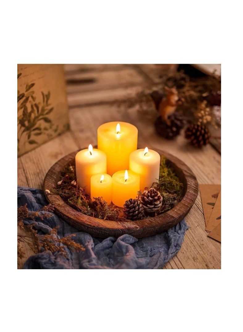 صينية حامل شموع خشبية مستديرة ريفية بلمسة نهائية قديمة، أو قطعة مركزية مزخرفة على شكل مزرعة، أو قطعة مركزية لطاولة القهوة في غرفة المعيشة لطاولة المطبخ والحمام وديكور المنزل - Image 2