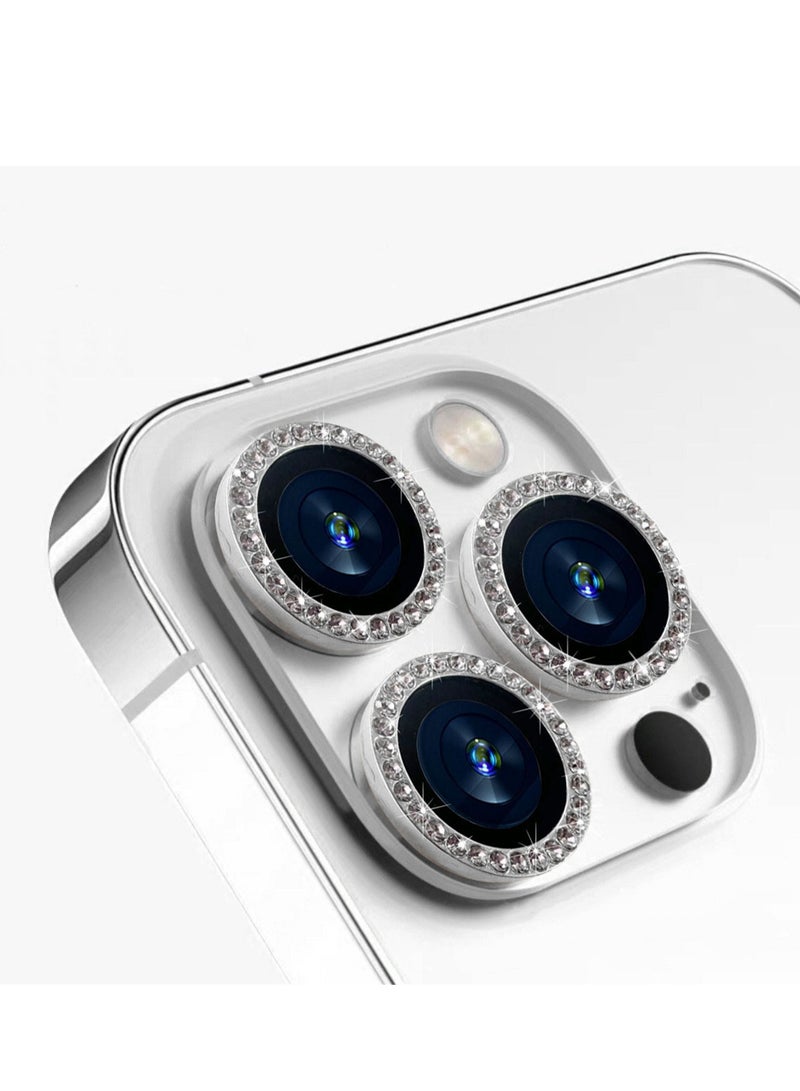 9H خفف من الزجاج والماس الكريستال عدسة الكاميرا فيلم واقية ، ومناسبة ل 16PRO فون ، والفضة - Image 1