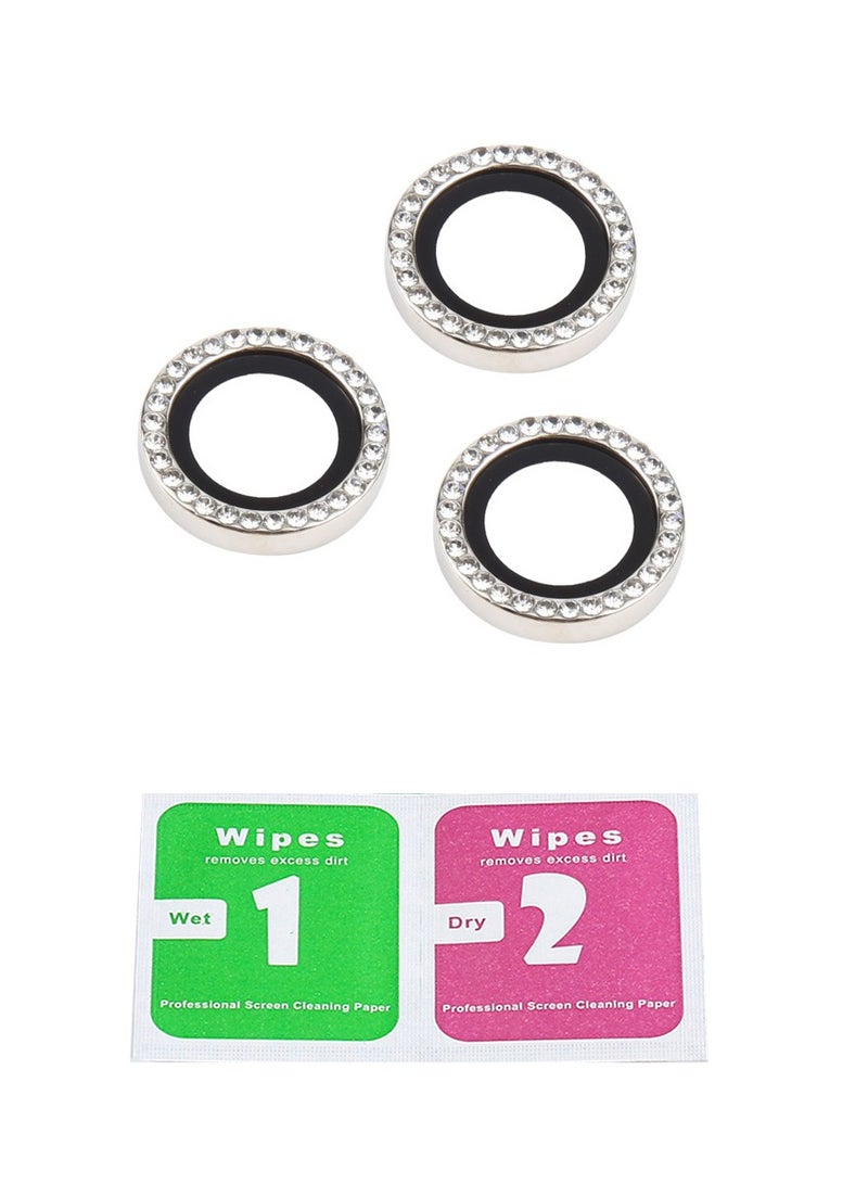 9H خفف من الزجاج والماس الكريستال عدسة الكاميرا فيلم واقية ، ومناسبة ل 16PRO فون ، والفضة - Image 3