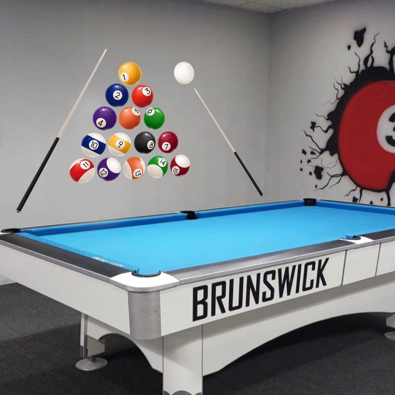 PLIGREAT Coloful Billiard Wall Decals, Lifelike Balls Wall Stickers Peel and Stick Vinyl Pool Table Art Decor for Playroom Bedroom Nursery Living Home Indoor Decoration, 35.4"x11.8" - Image 2