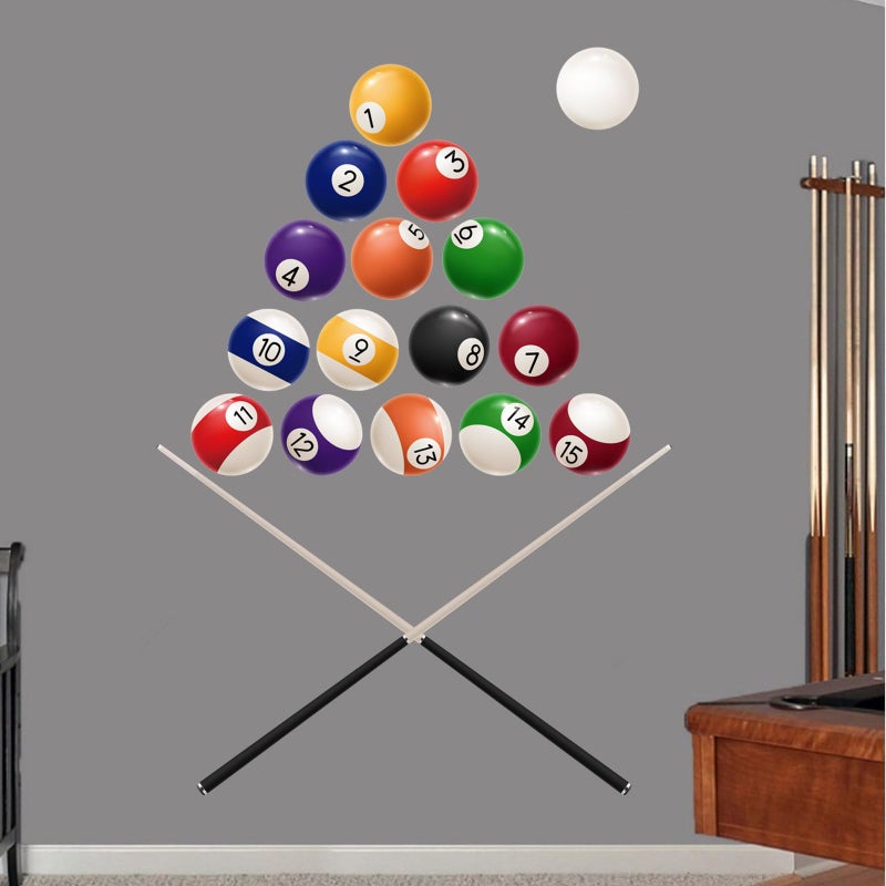 PLIGREAT Coloful Billiard Wall Decals, Lifelike Balls Wall Stickers Peel and Stick Vinyl Pool Table Art Decor for Playroom Bedroom Nursery Living Home Indoor Decoration, 35.4"x11.8" - Image 3