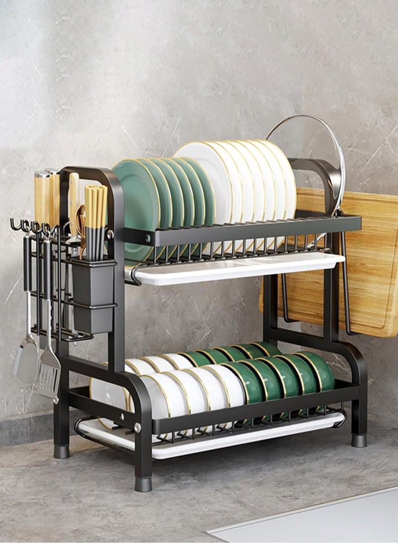 LOOPITYS 2nd floor kitchen utensil drainage rack made of stainless steel with chopsticks, bowl rack, utensil storage hook, bowl plate, utensil drying rack - Image 1