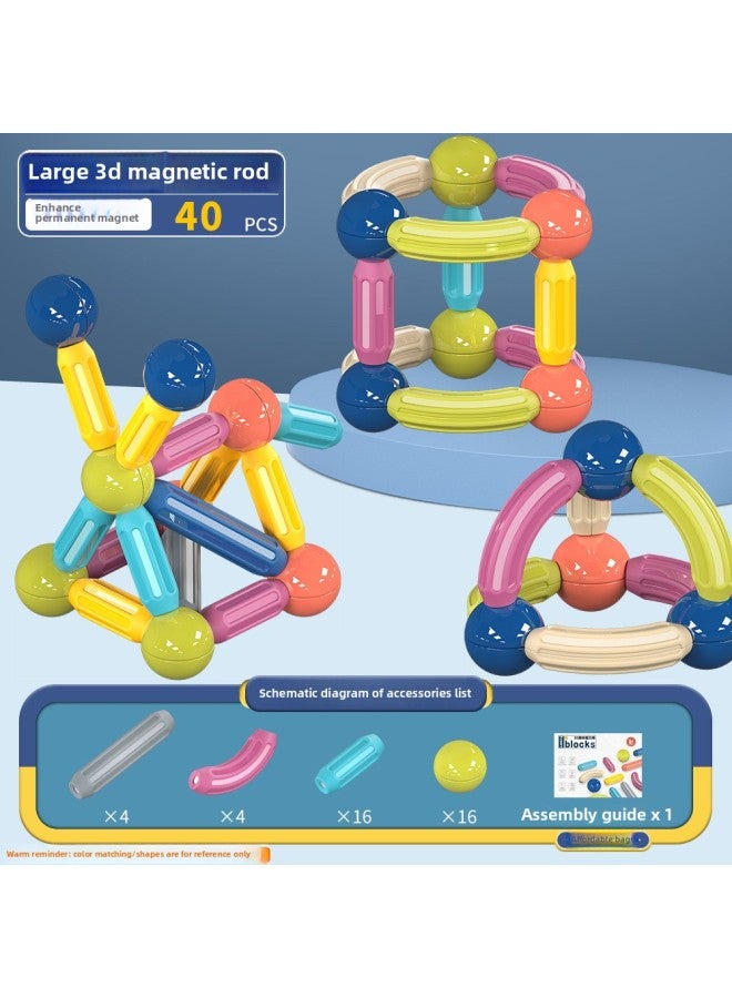 Children's Educational Assembled Toys Creative Magnetic Stick Suit Magnetic Building Blocks 4-year-old Boy Baby Early Education Toys G-Color:4O Suit (middle-level Assembly)  - Image 1