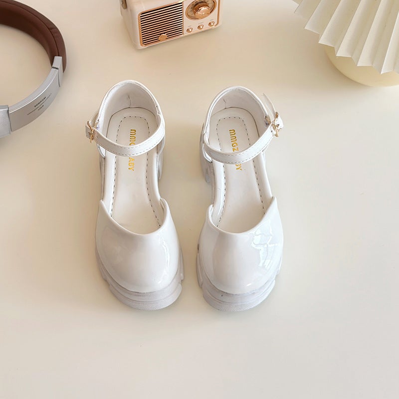 Girls' Small Leather Shoes New Kidsren'S British Style Glossy Flats Baby Soft Sole Performance Princess Shoes - Image 2