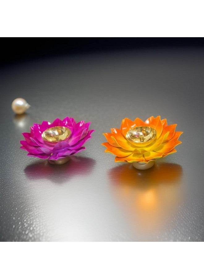 EIN SOF Brass Lotus Flower Diyas for Home Decoration - 5 inches Medium Size Puja Akhand Diya , Decorative Diwali & Christmas Festival Item with Gift Box , Pink - Image 4