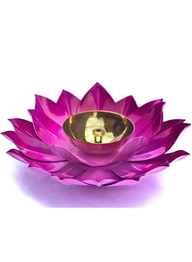 EIN SOF Brass Lotus Flower Diyas for Home Decoration - 5 inches Medium Size Puja Akhand Diya , Decorative Diwali & Christmas Festival Item with Gift Box , Pink - Image 1