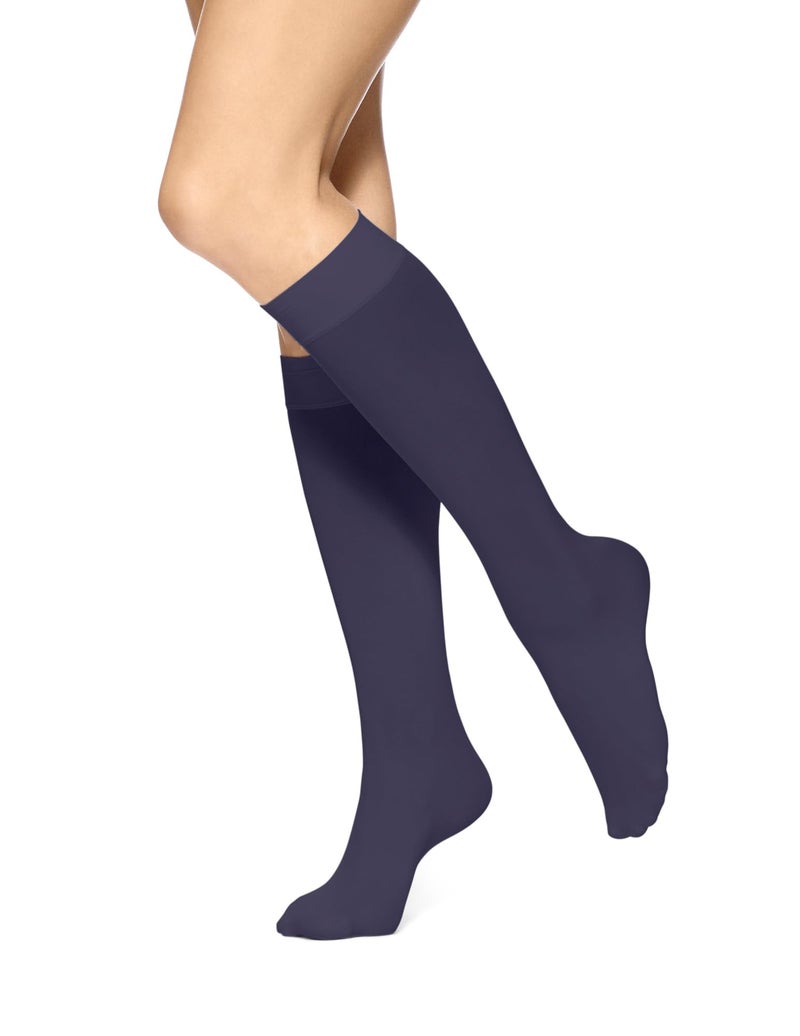 HUE Womens Soft Opaque Knee High (Pack Of 3) Dress-socks, Navy, 2 US - Image 2