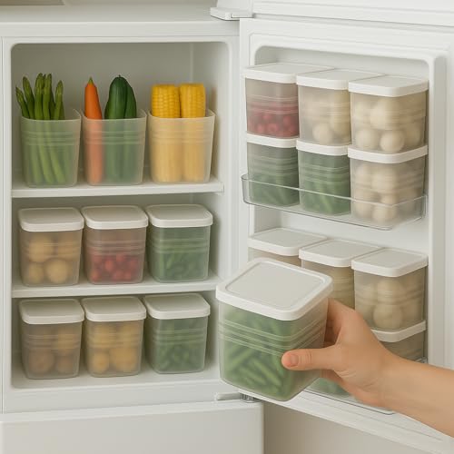 Konquer TimeS Fridge Storage Containers Set of 2– 1000ml Plastic Food Storage Boxes with Lids for Refrigerator & Freezer | Kitchen Organizer Containers for Home Use | BPA-Free, White (2) - Image 1