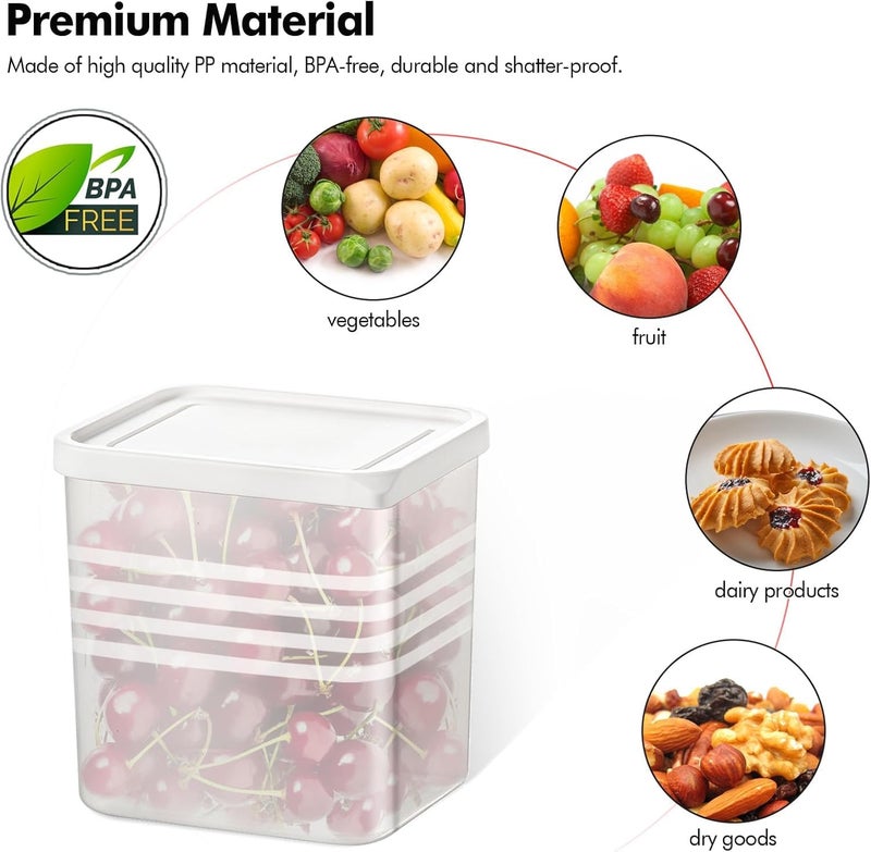 Konquer TimeS Fridge Storage Containers Set of 2– 1000ml Plastic Food Storage Boxes with Lids for Refrigerator & Freezer | Kitchen Organizer Containers for Home Use | BPA-Free, White (2) - Image 5