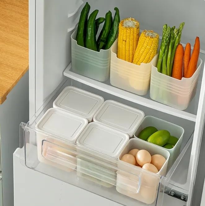 Konquer TimeS Fridge Storage Containers Set of 2– 1000ml Plastic Food Storage Boxes with Lids for Refrigerator & Freezer | Kitchen Organizer Containers for Home Use | BPA-Free, White (2) - Image 4