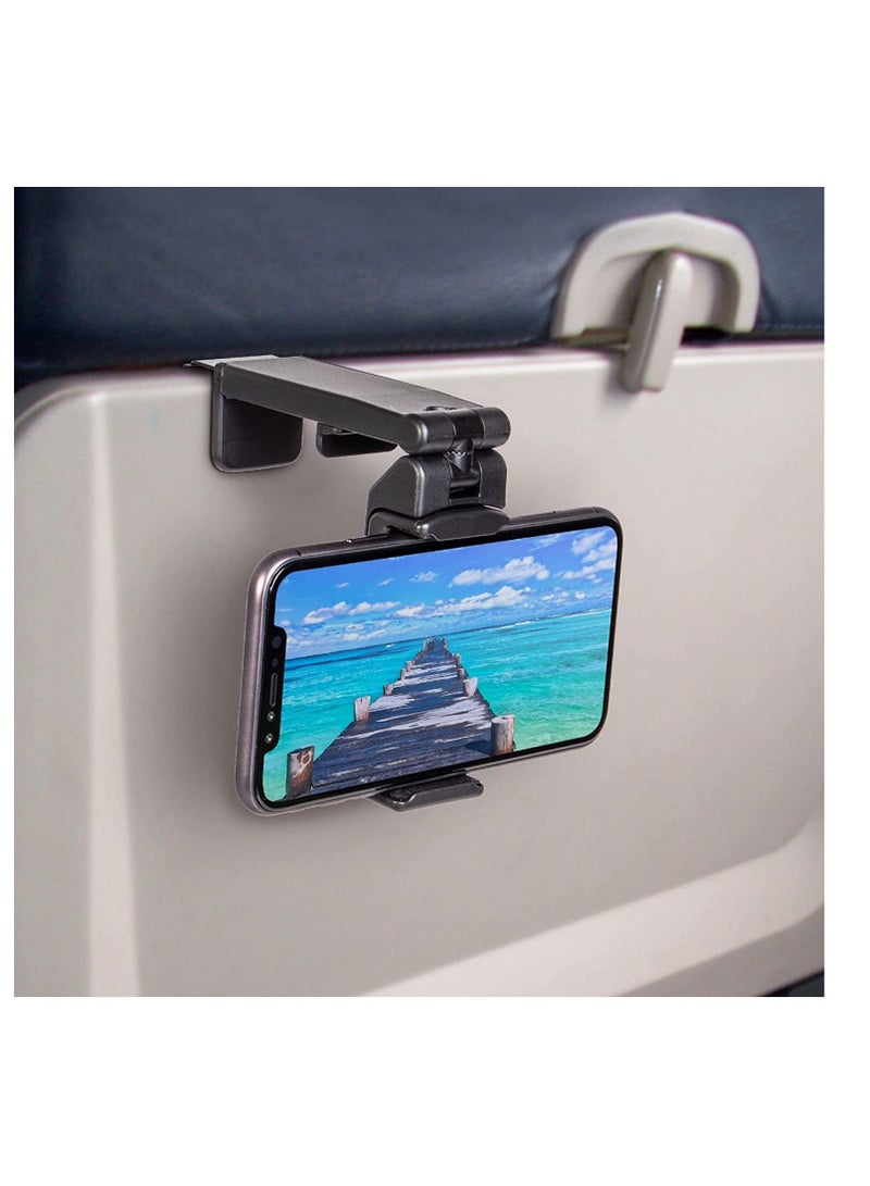 Excefore Universal in Flight Airplane Phone Holder Mount, Handsfree Phone Holder with Multi-Directional Dual 360° Rotation for Desk,Tray,Pocket Size Must Have Travel Essential Accessory for Flying - Image 1