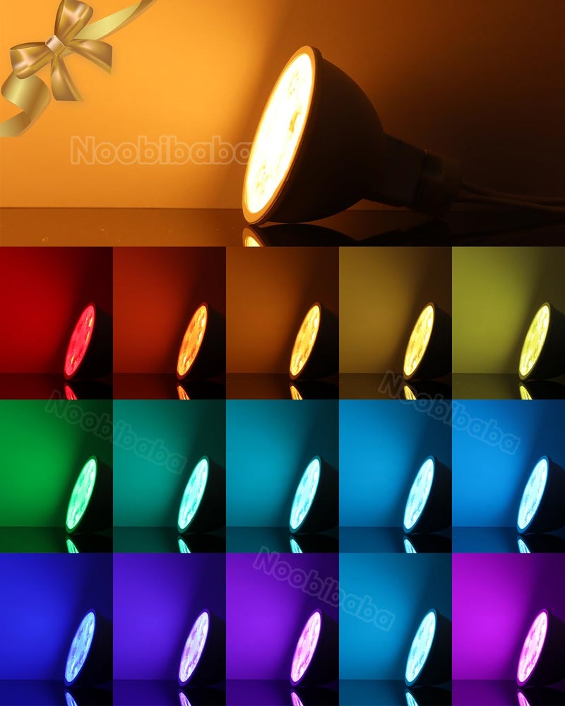 Noobibaba مصابيح LED MR16 القابلة لتغيير الألوان من Noobibaba، مصابيح LED MR16 4W 12V قاعدة GU5.3 ثنائية الدبوس، بقعة MR16 القابلة لتغيير الألوان RGB، أبيض دافئ + 15 لون متعدد للاستخدام في إضاءة المناظر الطبيعية (3 مصابيح مع جهاز تحكم عن بعد) - Image 3