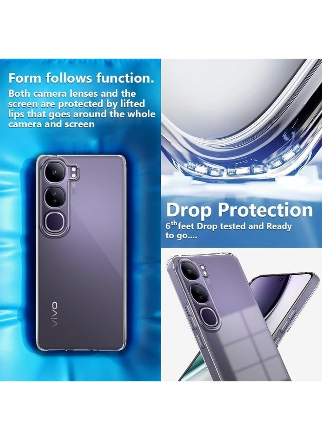 Case Compatible with  Vivo V40 Lite 4G/5G/Vivo Y300 5G/Vivo Y200 4G/Vivo V40 SE, Case Crystal Clear Soft TPU Gel Case Flexible Silicone Anti-Scratch Camera Protection Transparent TPU Cover - Clear - Image 3