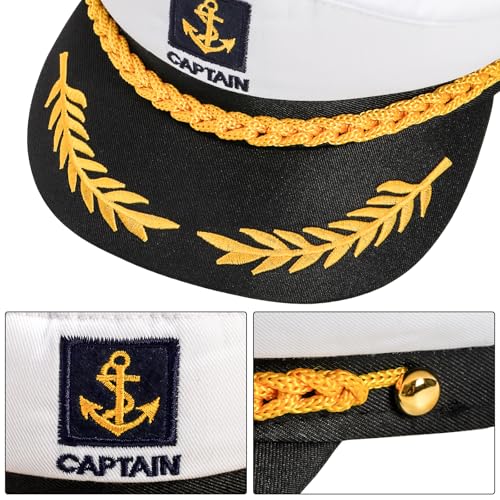 Mezchi 4 Pack White Yacht Captain Costume Hat, Adjustable Boat Sailor Hat, Navy Marine Admiral Cap, for Adult, Party Accessories, 9.8 x 5.9 x 1.9 inch - Image 3
