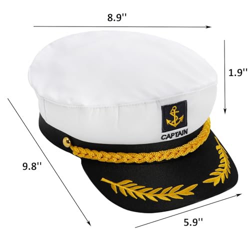 Mezchi 4 Pack White Yacht Captain Costume Hat, Adjustable Boat Sailor Hat, Navy Marine Admiral Cap, for Adult, Party Accessories, 9.8 x 5.9 x 1.9 inch - Image 2