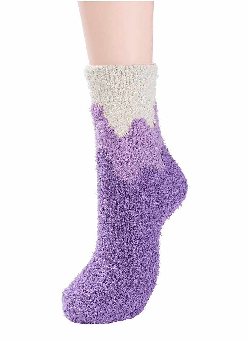KASTWAVE - 5 Pairs Womens Winter Socks Fluffy Soft Slipper Sleep Socks Fleece Fuzzy Socks Athletic Anti Slip Warm Socks Plush Microfiber Cozy Socks Home Sleep Gifts for Women - Image 1