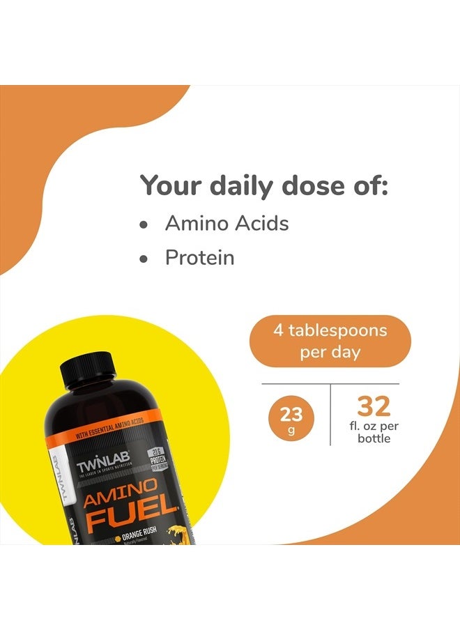 Twinlab Amino Fuel - مشروب الطاقة قبل التمرين وبعده ومكمل غذائي - 32 أونصة سائلة، Orange Rush  - Image 3