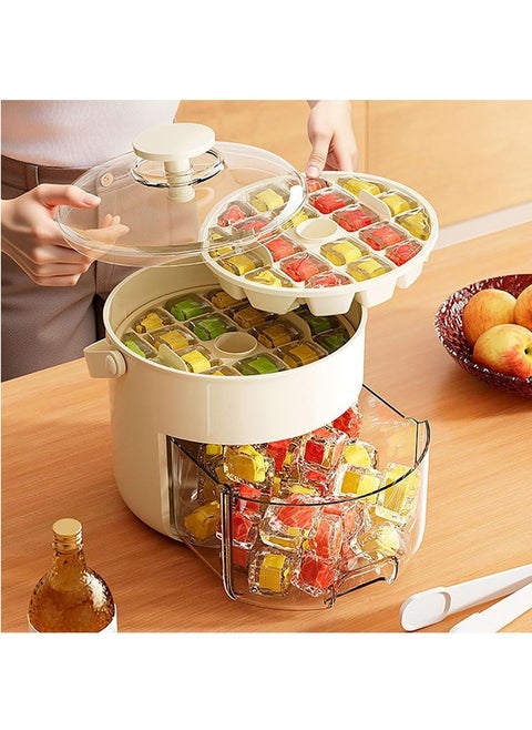 Ice Cube Tray with Lid and Bin, Mini Ice Trays for Freezer with Ice Container Box, 40 PCS Ice Cube Mold with Ice Scoop for Whiskey, Cocktail, Tea, Coffee and DIY