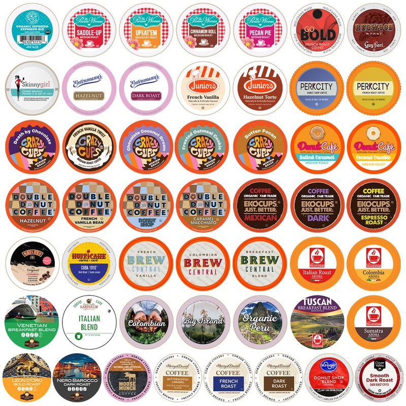 Crazy Cups Variety Pack Single Serve Pods for Keurig KCup Assorted Flavors like Espresso Dark Roast Breakfast Blend Coffee 50 CountPack of 1