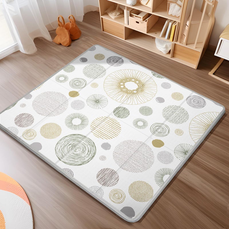 PIGLOG Foldable Baby Play Mat, PIGLOG 50X50 Waterproof Playpen Mat for Babies and Toddlers Kids, Safe Foam Playmat for Tummy Time, Reversible Playmats, Portable Baby Floor Mat for Infant, Toddler, Circle - Image 1