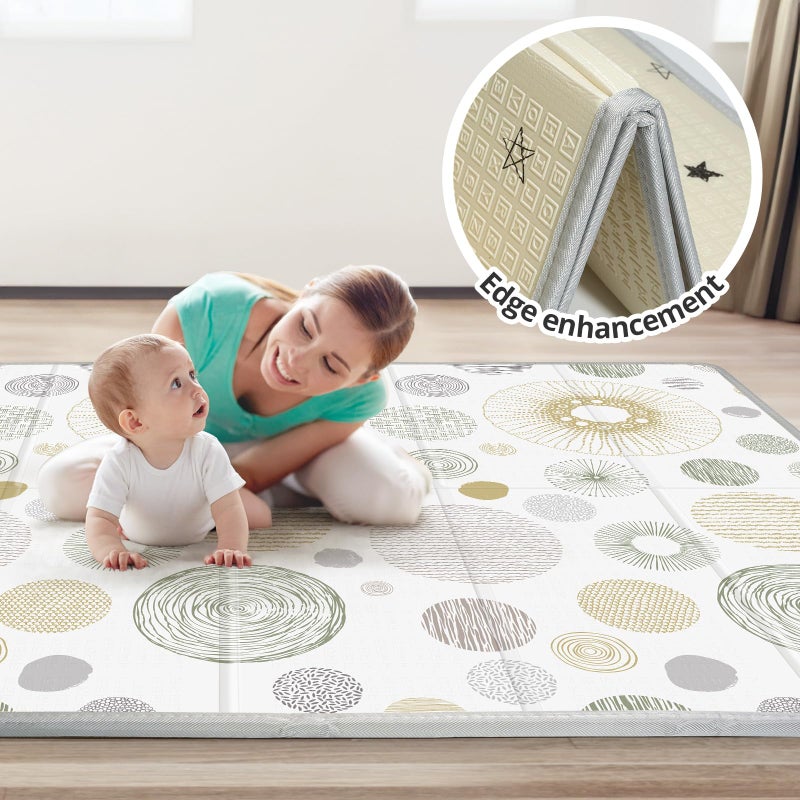 PIGLOG Foldable Baby Play Mat, PIGLOG 50X50 Waterproof Playpen Mat for Babies and Toddlers Kids, Safe Foam Playmat for Tummy Time, Reversible Playmats, Portable Baby Floor Mat for Infant, Toddler, Circle - Image 4