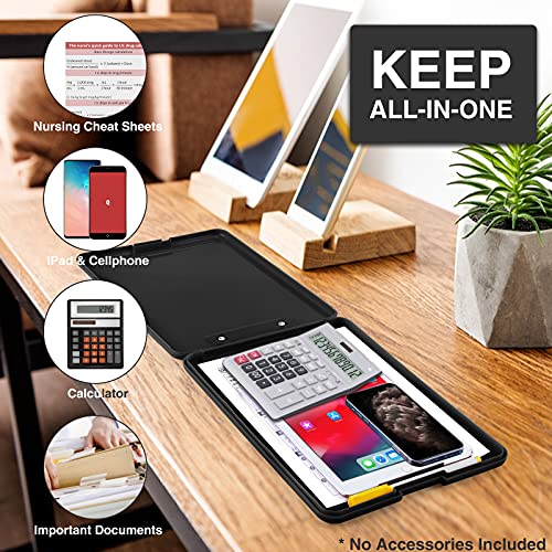 Sooez Clipboard with Storage, Plastic Storage Clipboard with Low Profile Clip, Heavy Duty Nursing Clipboards Foldable, Coaches Clipboard Case for Work Kids, Teacher Must Haves, Office School Supplies - Image 5