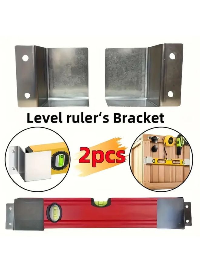 2pcs Stainless Steel Level Ruler Bracket Tool Holder For Workshop Garage Truck - Image 2