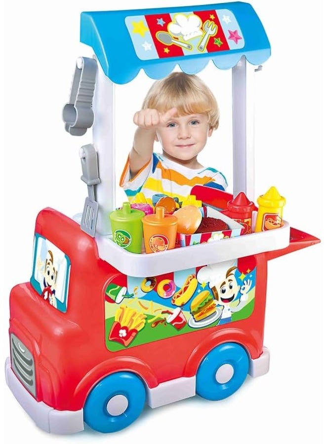 Happy Kids مجموعة لعب شاحنة دلي ليتل ليرنرز - كشك طعام متحول مع مؤثرات صوتية و 26 قطعة - Image 1