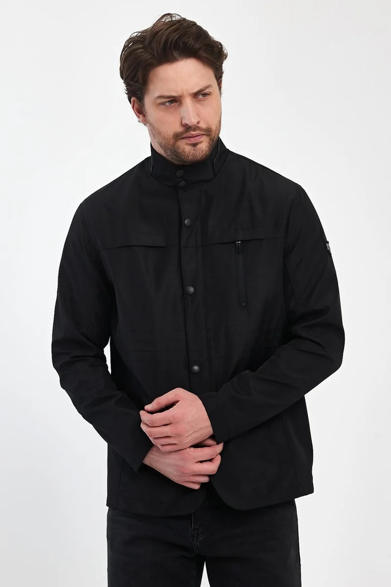 Sivaist Men's Black Regular Long Seasonal Cotton Polyester Blend Safari Coat & Jacket