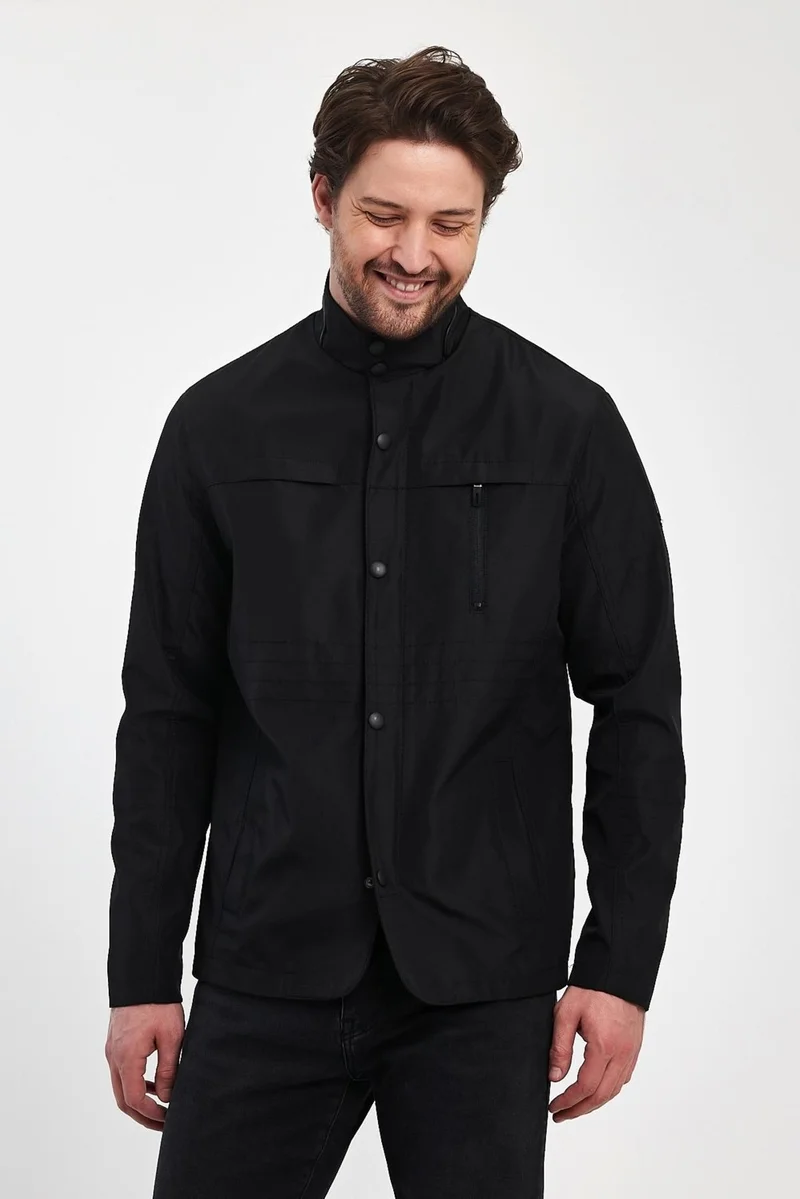 Sivaist Men's Black Regular Long Seasonal Cotton Polyester Blend Safari Coat & Jacket