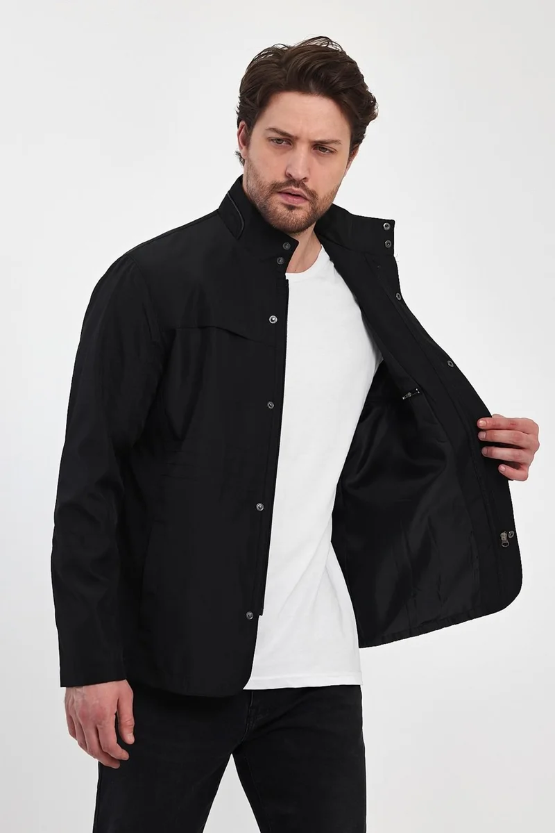 Sivaist Men's Black Regular Long Seasonal Cotton Polyester Blend Safari Coat & Jacket