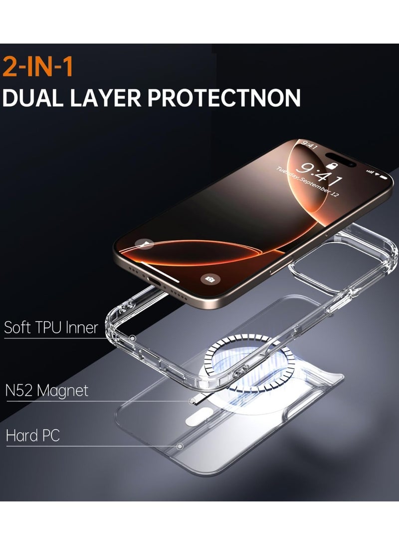 جراب شفاف متوافق مع هاتف ايفون 16 برو ماكس من نوع الماج سيف يدعم الشاحن السريع - Image 2