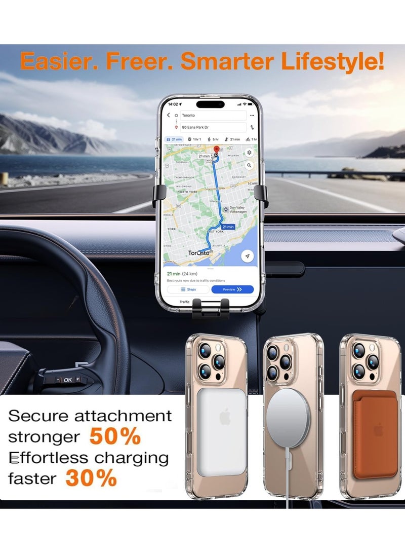 جراب شفاف متوافق مع هاتف ايفون 16 برو ماكس من نوع الماج سيف يدعم الشاحن السريع - Image 3