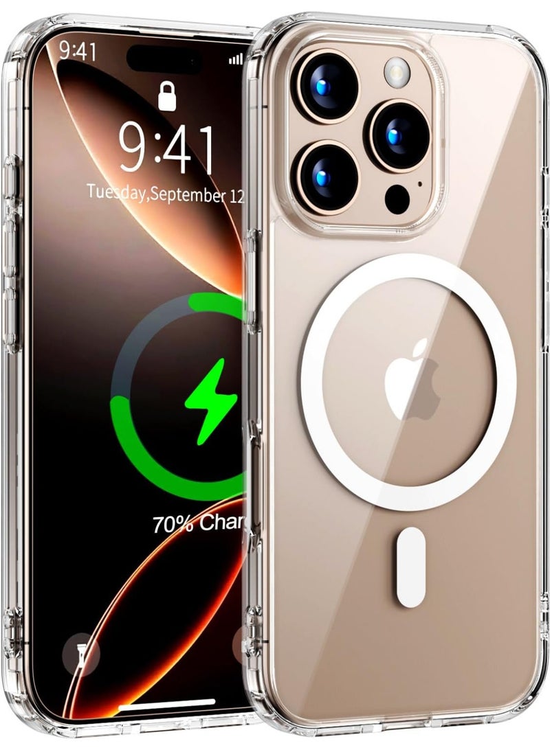 جراب شفاف متوافق مع هاتف ايفون 16 برو ماكس من نوع الماج سيف يدعم الشاحن السريع - Image 1