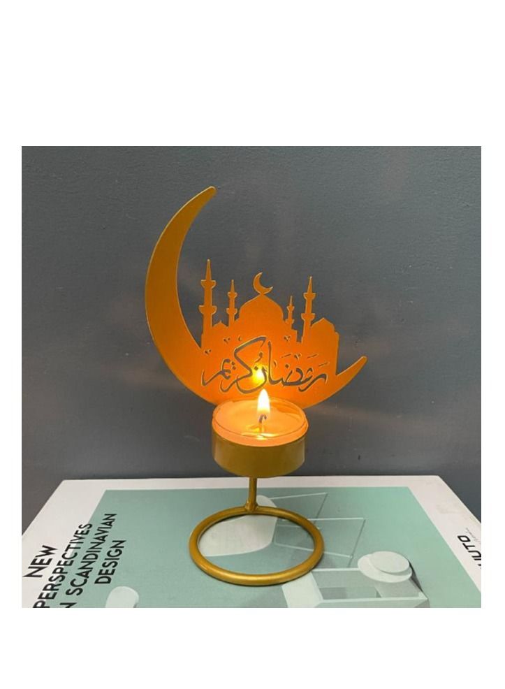 Y&D Ramadan Kareem Decorative Moon Shape Iron Candle Holder Eid Mubarak Candlestick Stand For Home Decorations - Image 1