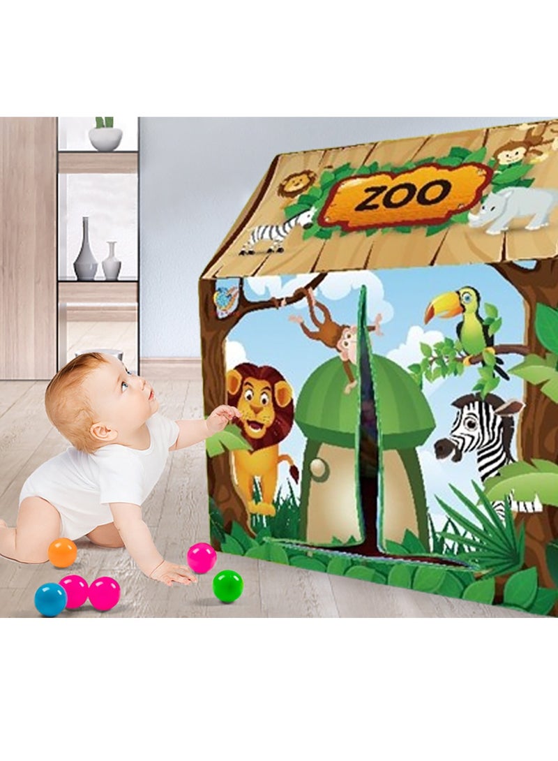 Kids Play Tent Playhouse Tent for Boys and Girls Portable Play Tent for Kids Chool Toys for Indoor and Outdoor Games Children Playhouse (Forest House)  - Image 1