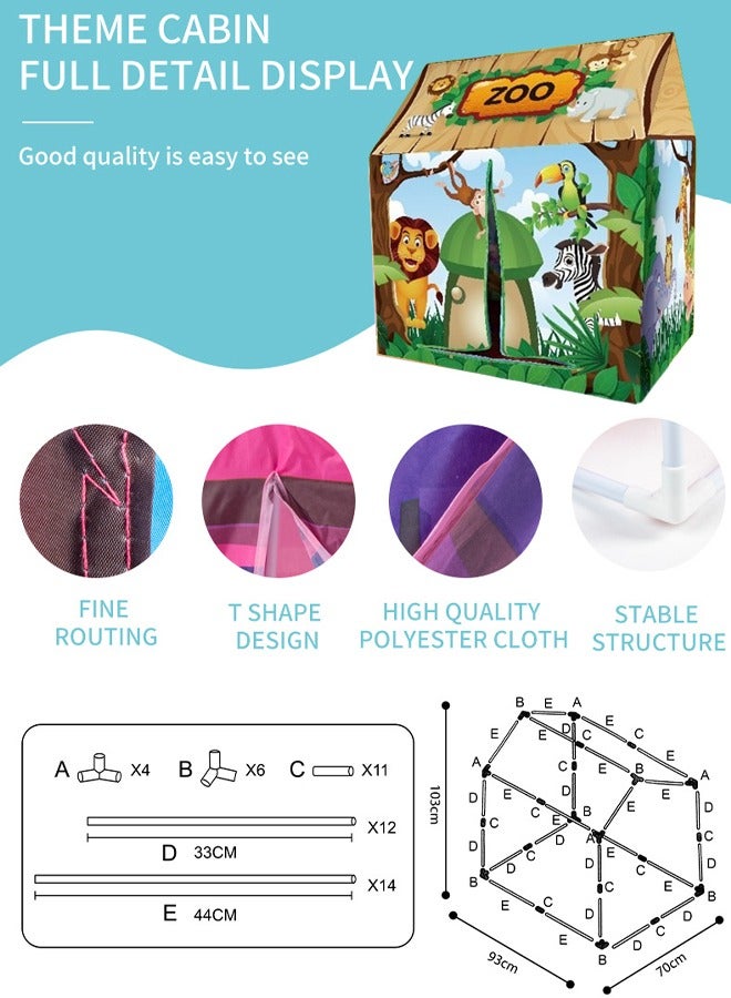 Kids Play Tent Playhouse Tent for Boys and Girls Portable Play Tent for Kids Chool Toys for Indoor and Outdoor Games Children Playhouse (Forest House)  - Image 5