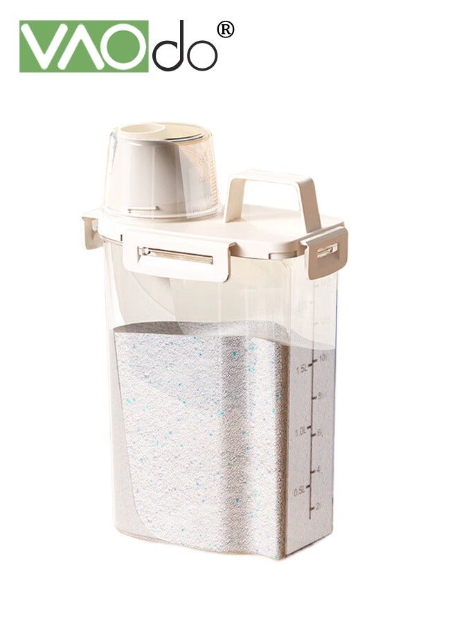 فاو دو حاوية أرز سعة 3 لتر، حاوية تخزين طعام للمطبخ، حاوية طعام للكلاب والقطط الصغيرة، موزع بلاستيكي لدقيق الحبوب والأرز مع كوب لتنظيم تخزين الأطعمة الجافة - Image 1