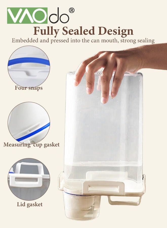 فاو دو حاوية أرز سعة 3 لتر، حاوية تخزين طعام للمطبخ، حاوية طعام للكلاب والقطط الصغيرة، موزع بلاستيكي لدقيق الحبوب والأرز مع كوب لتنظيم تخزين الأطعمة الجافة - Image 3