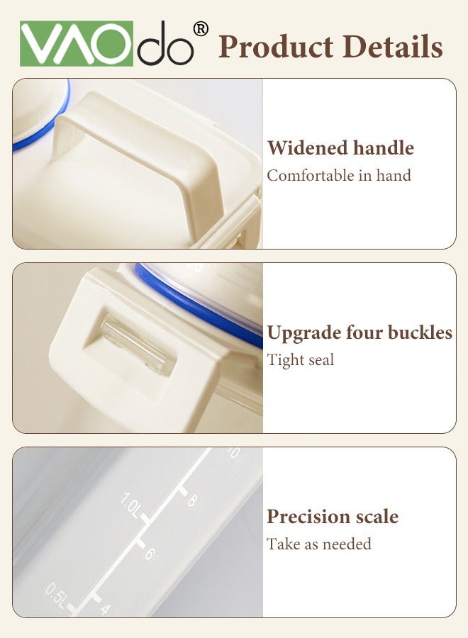 فاو دو حاوية أرز سعة 3 لتر، حاوية تخزين طعام للمطبخ، حاوية طعام للكلاب والقطط الصغيرة، موزع بلاستيكي لدقيق الحبوب والأرز مع كوب لتنظيم تخزين الأطعمة الجافة - Image 5