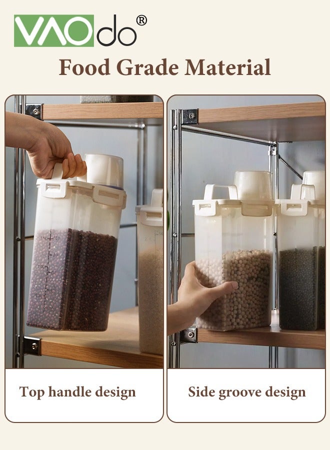 فاو دو حاوية أرز سعة 3 لتر، حاوية تخزين طعام للمطبخ، حاوية طعام للكلاب والقطط الصغيرة، موزع بلاستيكي لدقيق الحبوب والأرز مع كوب لتنظيم تخزين الأطعمة الجافة - Image 4