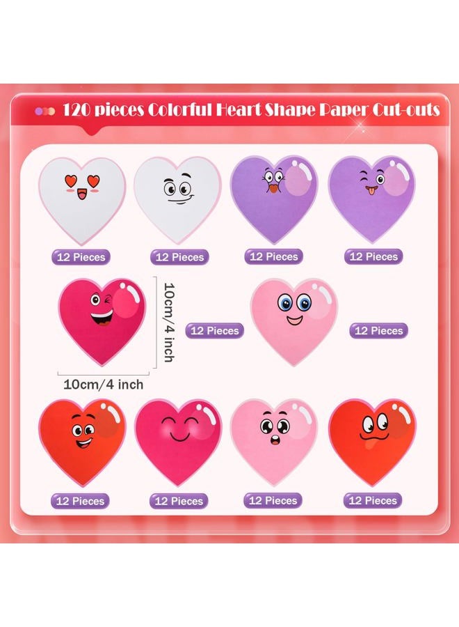 MixTeach 120 Pcs Colorful Heart Cutouts Heart Shapes Paper Bulletin Board, 10 Color - Image 2